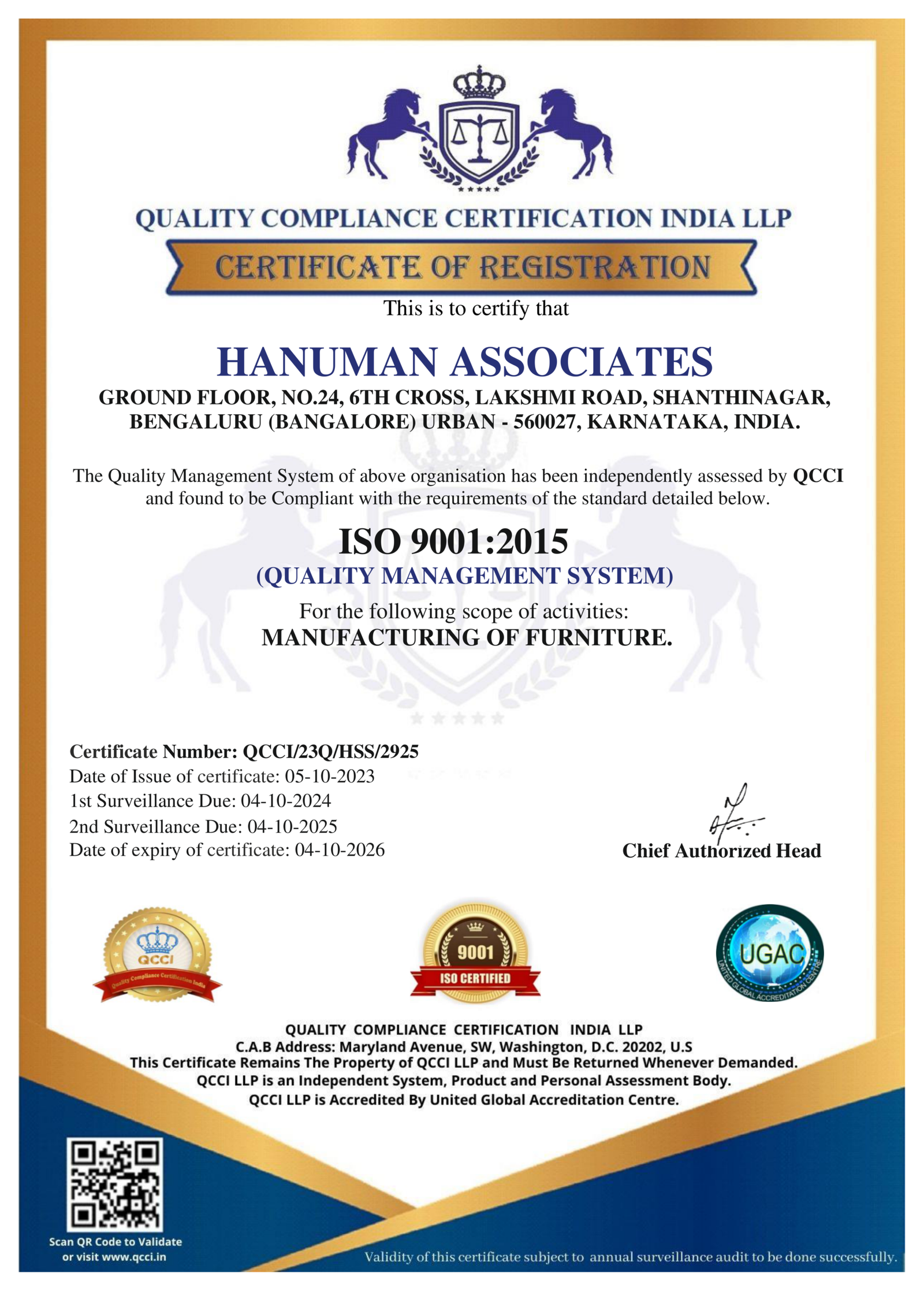 Quality You Can Trust — ISO 9001:2015 Certified Furniture Manufacturing